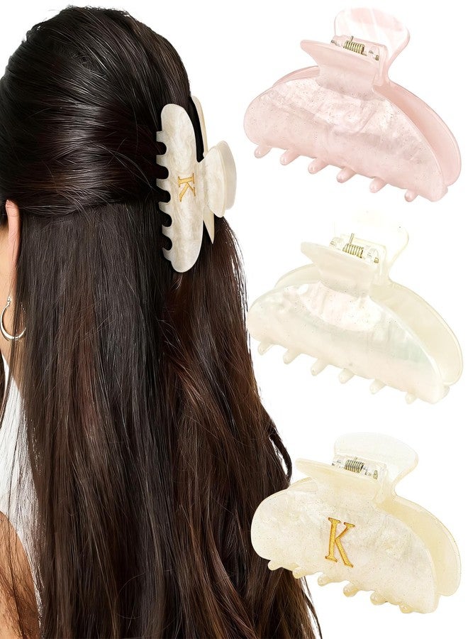 ANBALA 3Pcs Acrylic Hair Clips for Women, 2 Styles Strong Hold Initial Letter K Claw Clip for Women Teens, Durable Cute Claw Clips for Thick Thin Hair - Image 1